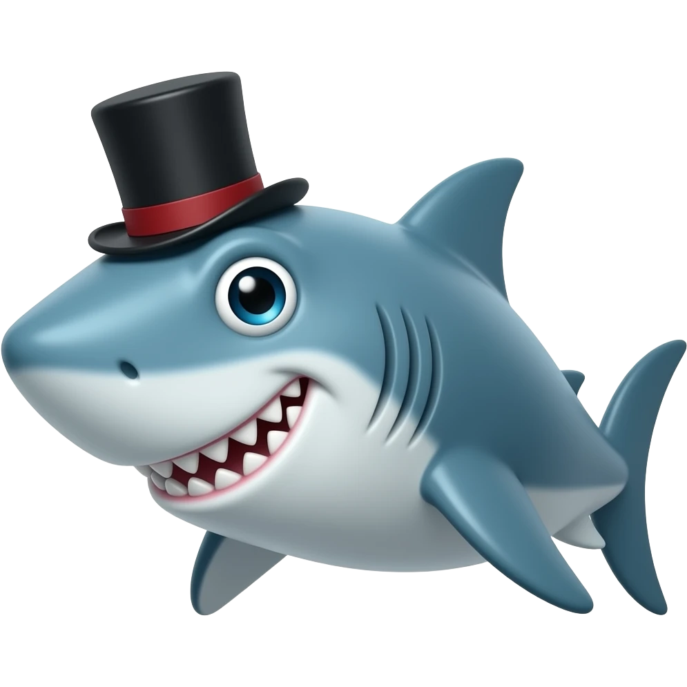 Shark with a top hat emoji