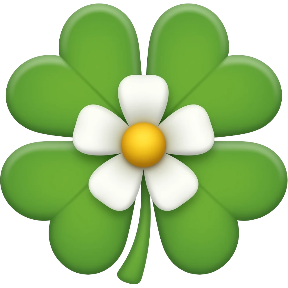four-pointed clover with a flower in the center emoji