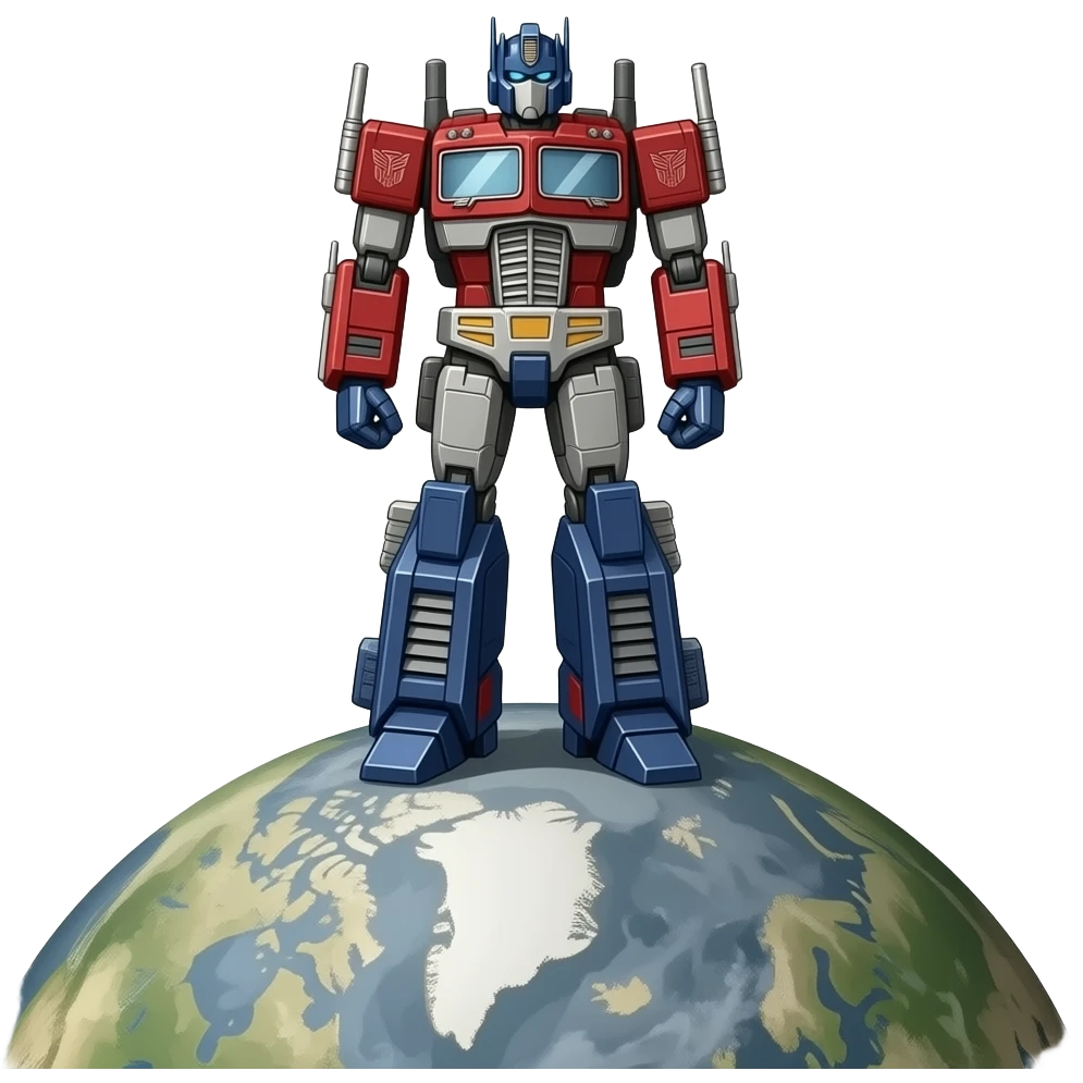 Optimus Prime Stands on planet ball emoji