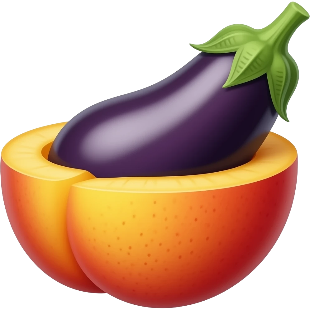 Eggplant inside the peach emoji