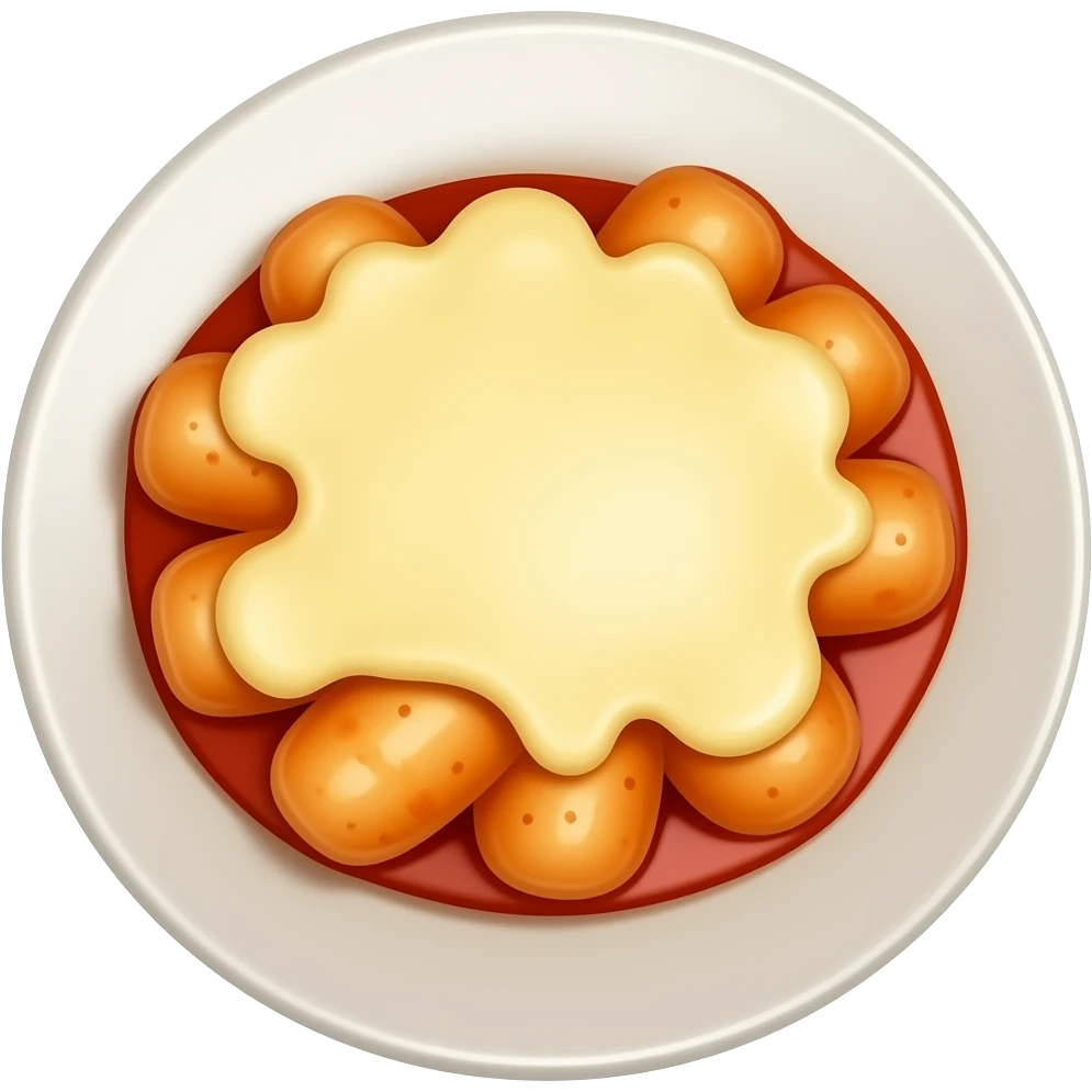 korean tteokbokki with melted mozzarella cheese emoji