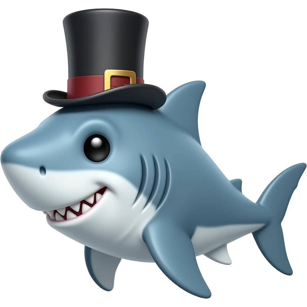 Shark with a top hat emoji