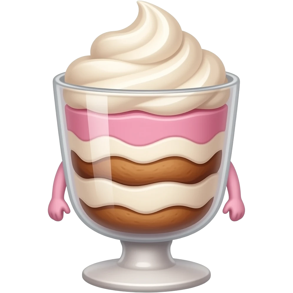 Pink tiramisu in a cup with leg emoji