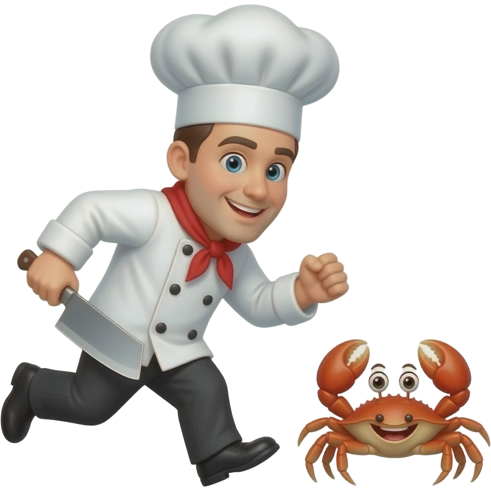 chef Louis holding a cleaver chasing Sebastian from the little mermaid emoji