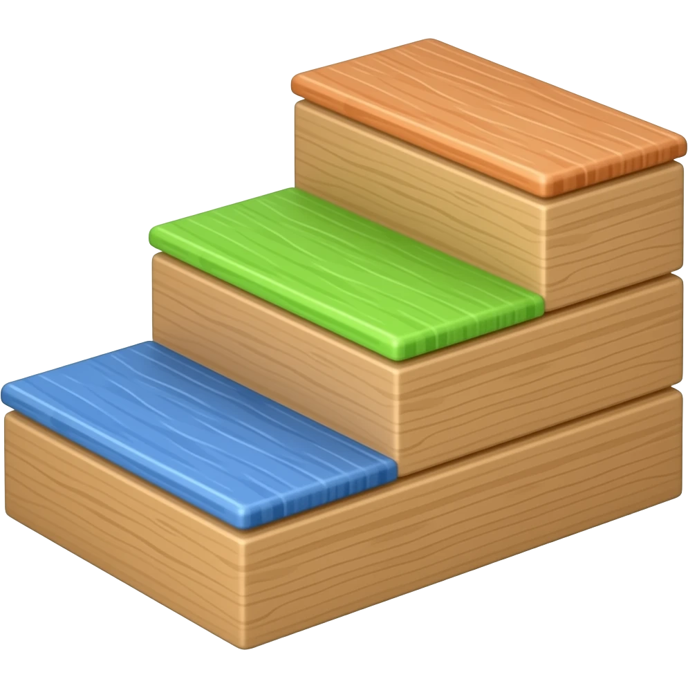 A small staircase with three colourful steps emoji