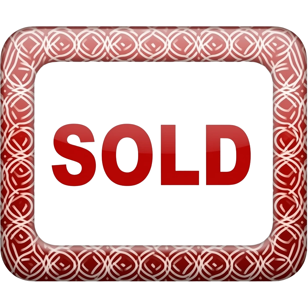 Rectangular Border on a translucent background Red with unique design to the border and the word SOLD inside in red and in all caps emoji