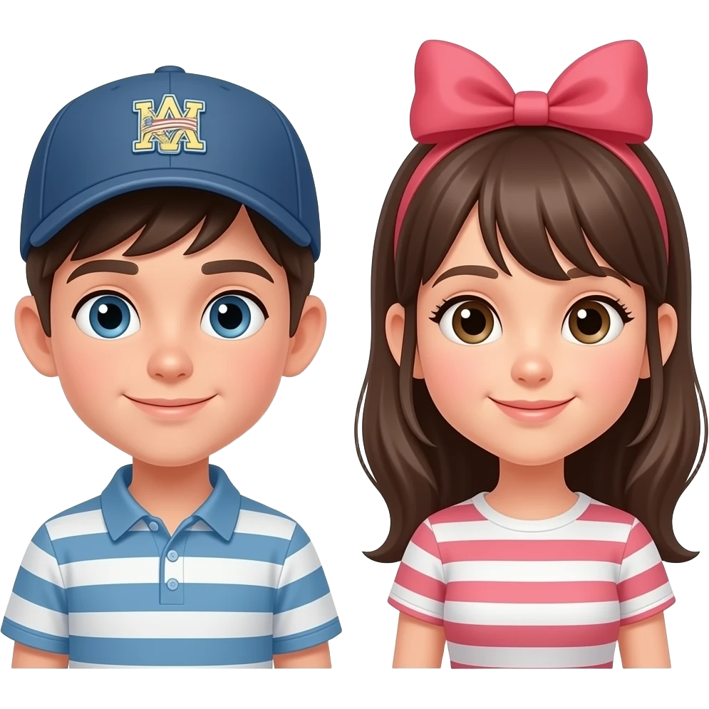 Мальчик кепка девочка бантик emoji