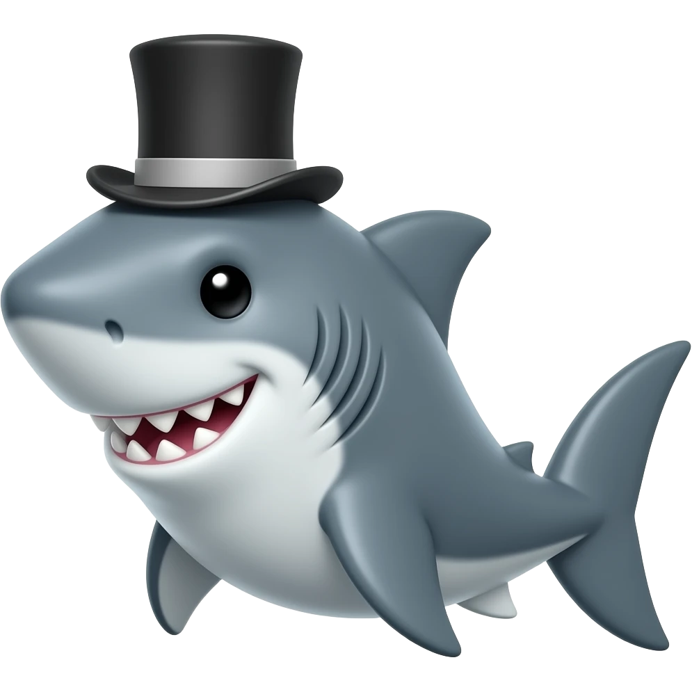 Shark with a top hat emoji