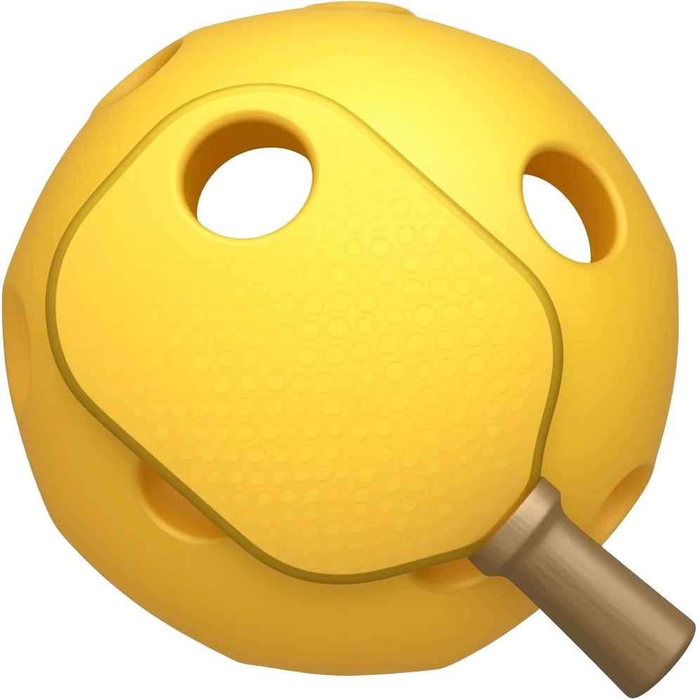 yellow pickleball with light from the camera emoji