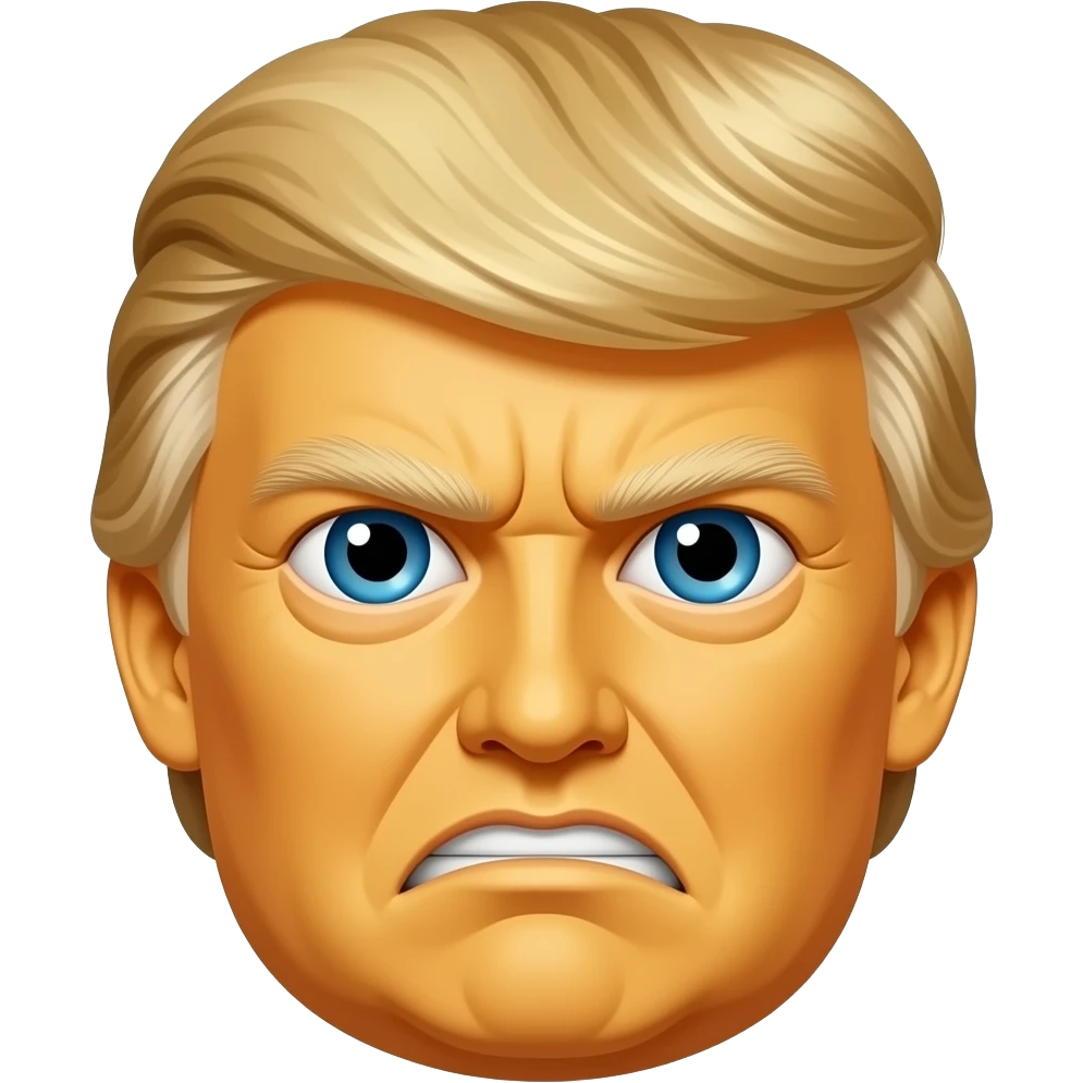 standard yellow face emoji with trump scowl emoji