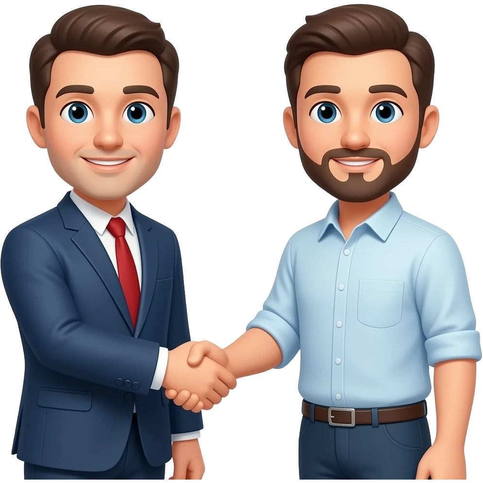 Two man are handshake by sanding side by side. emoji