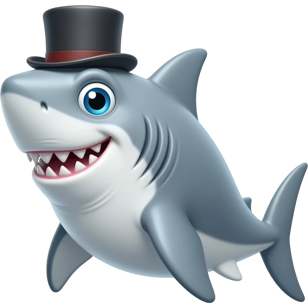 Shark with a top hat emoji