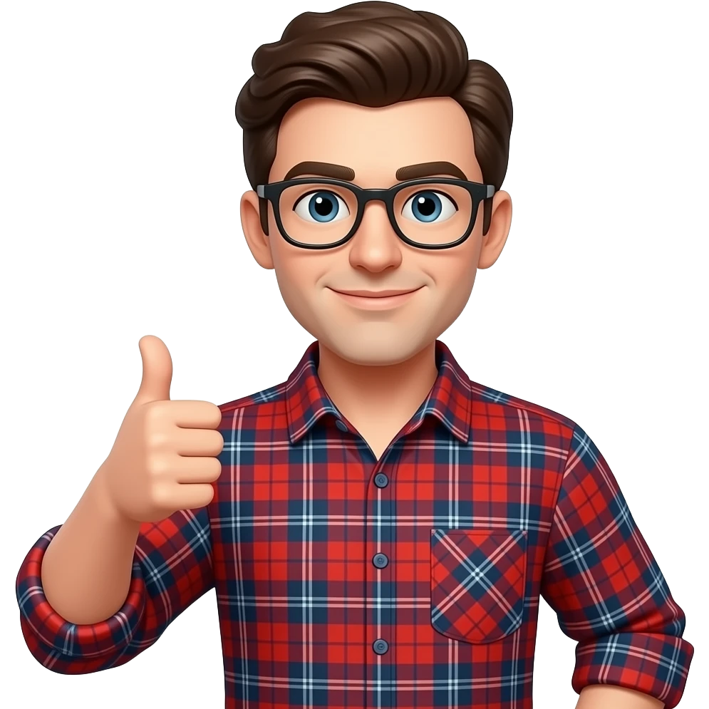 nerd man holding thumbs up emoji