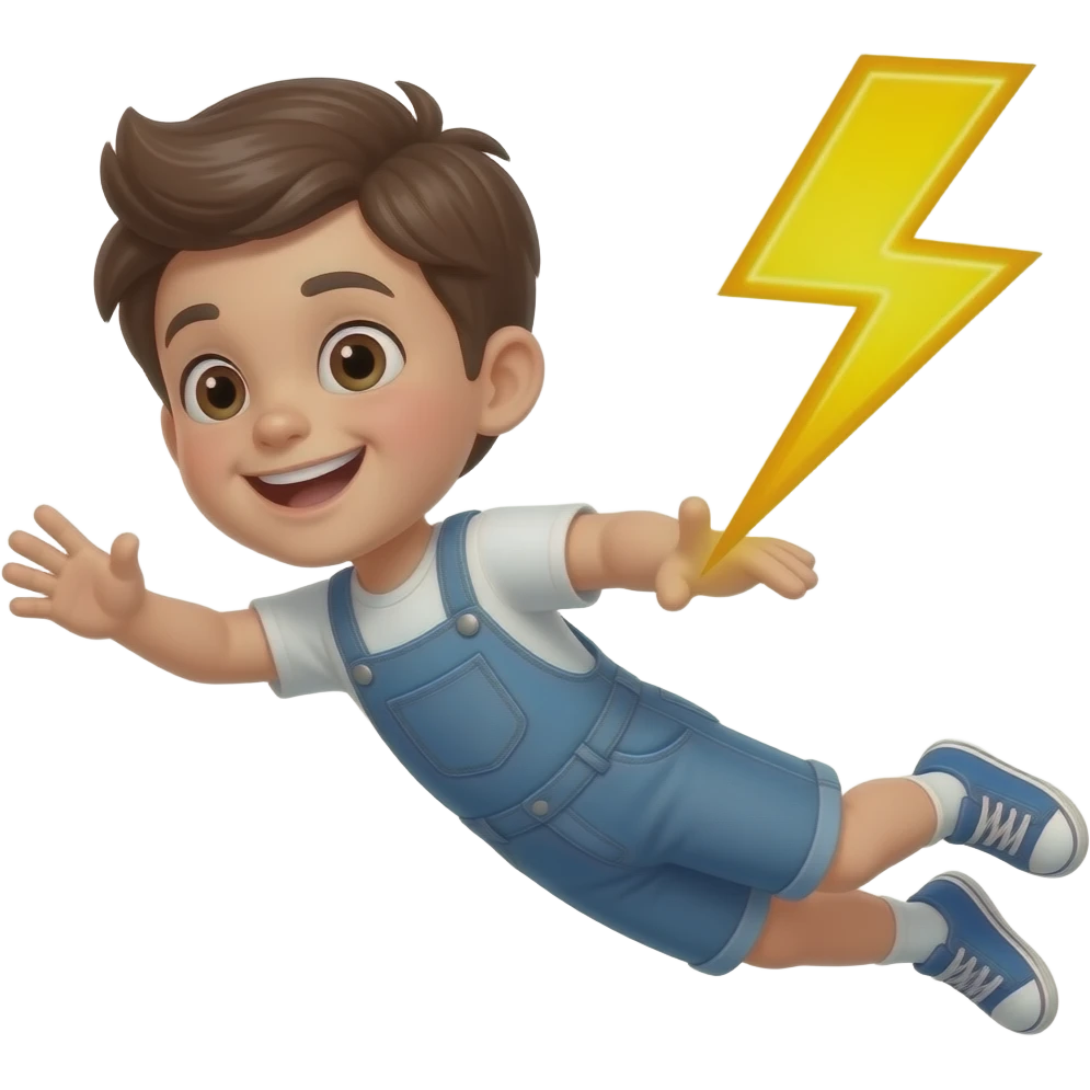 haz volando al rayo con un niño emoji