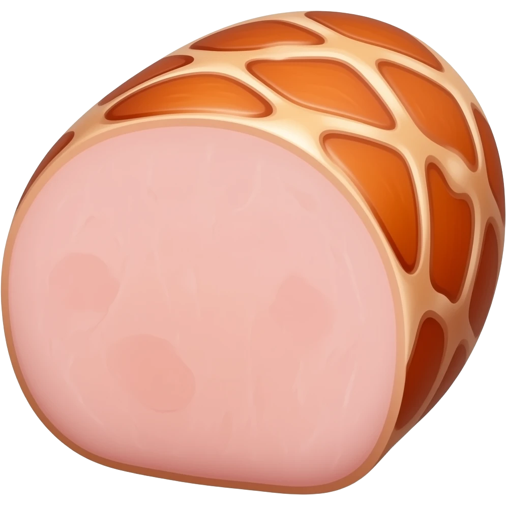 Create high-quality glossy emojis with a vibrant modern style.Make the emojis look premium, shiny, and eye-catching with bright highlights, smooth gradients, soft reflections, and glowing details. Ham emoji emoji