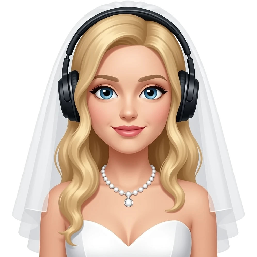 blonde bride with headphone emoji