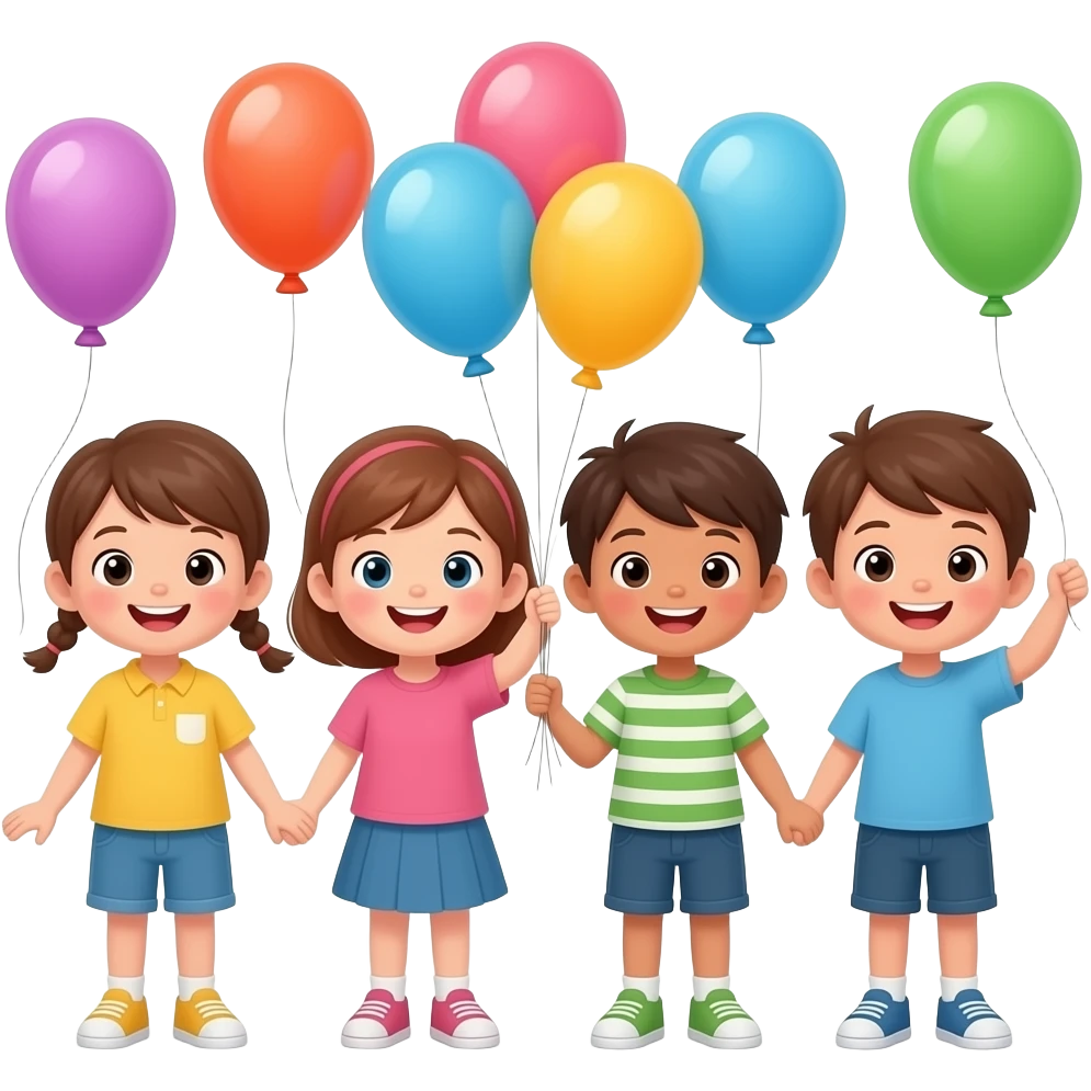 emoji happy kids with balloons emoji