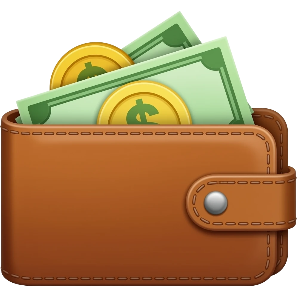 A wallet with money and financial bills, representing financial contribution emoji
