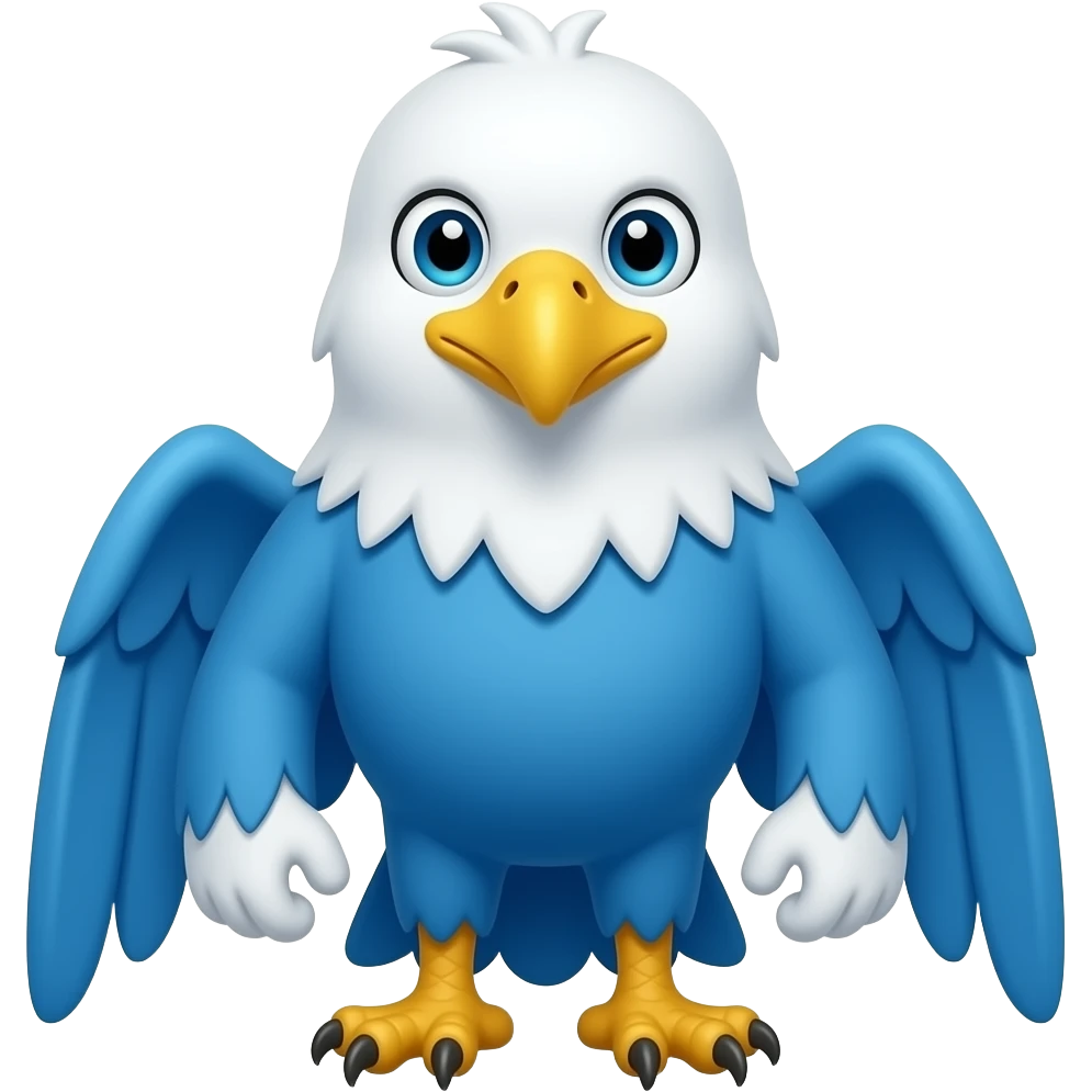 all blue color eagle mascot cute emoji