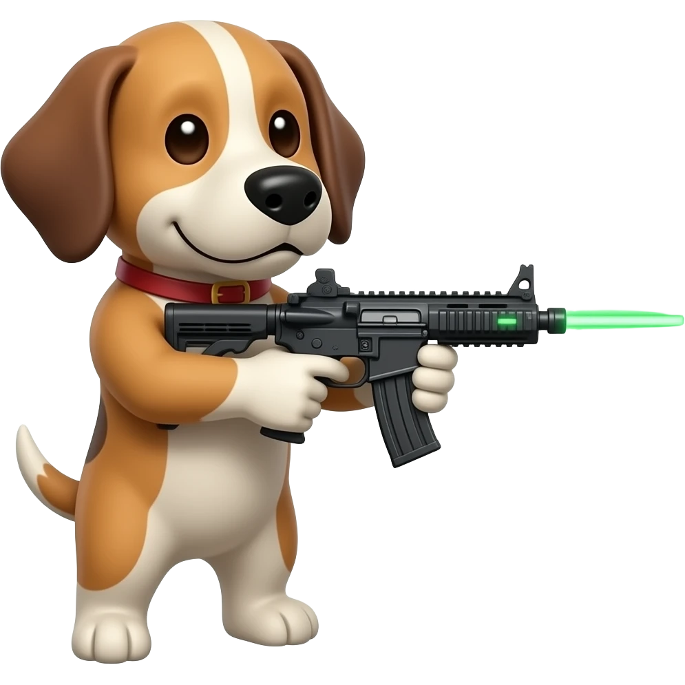 Pistola láser con un perro  sujetandola emoji