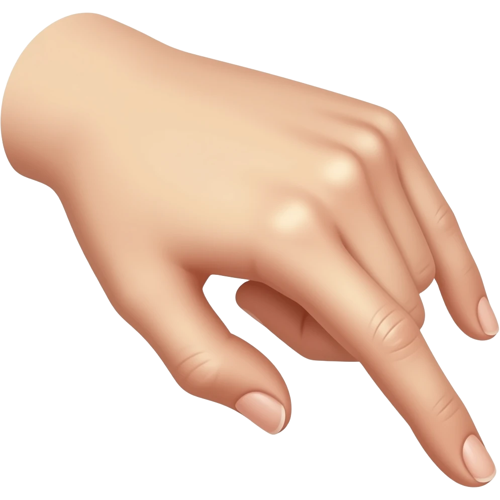 only a hand. no other objects. the hand have the fingers pointing down.  all the finger tips toogether. no powder. index finger touching all the other 4 fingers.a slim delicate  female hand that sprinkle some invisible powder emoji