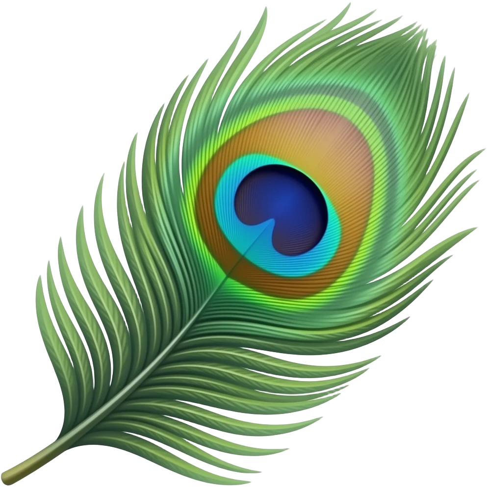 Peacock feather  written radhe Krishna on it emoji