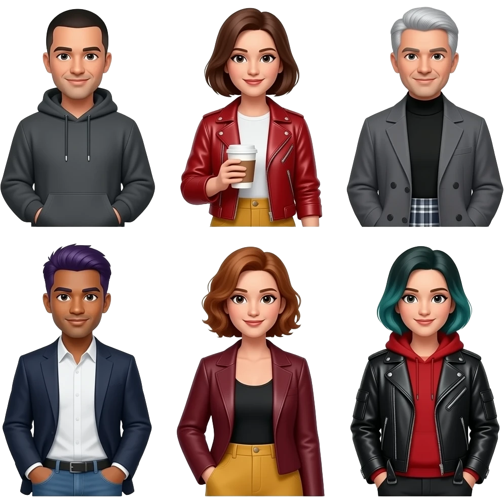 "Killer is NOT Blonde"
Generate 10 diverse half-body suspects with clearly different non-blonde hair colors—black, brown, red, gray, white, auburn and dark dyed hair. Mix male/female, ages, skin tones, hairstyles and outfits. emoji