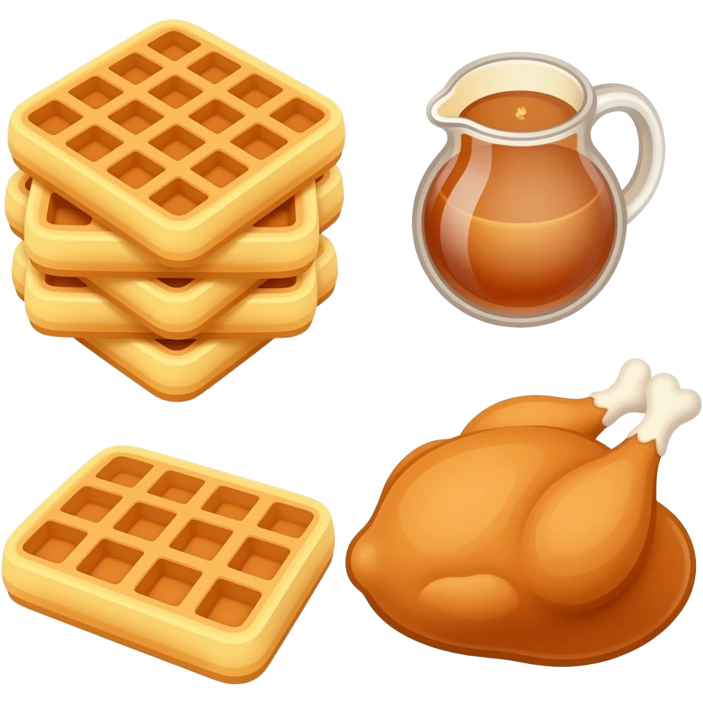 Waffles ,chicken, syrup emoji