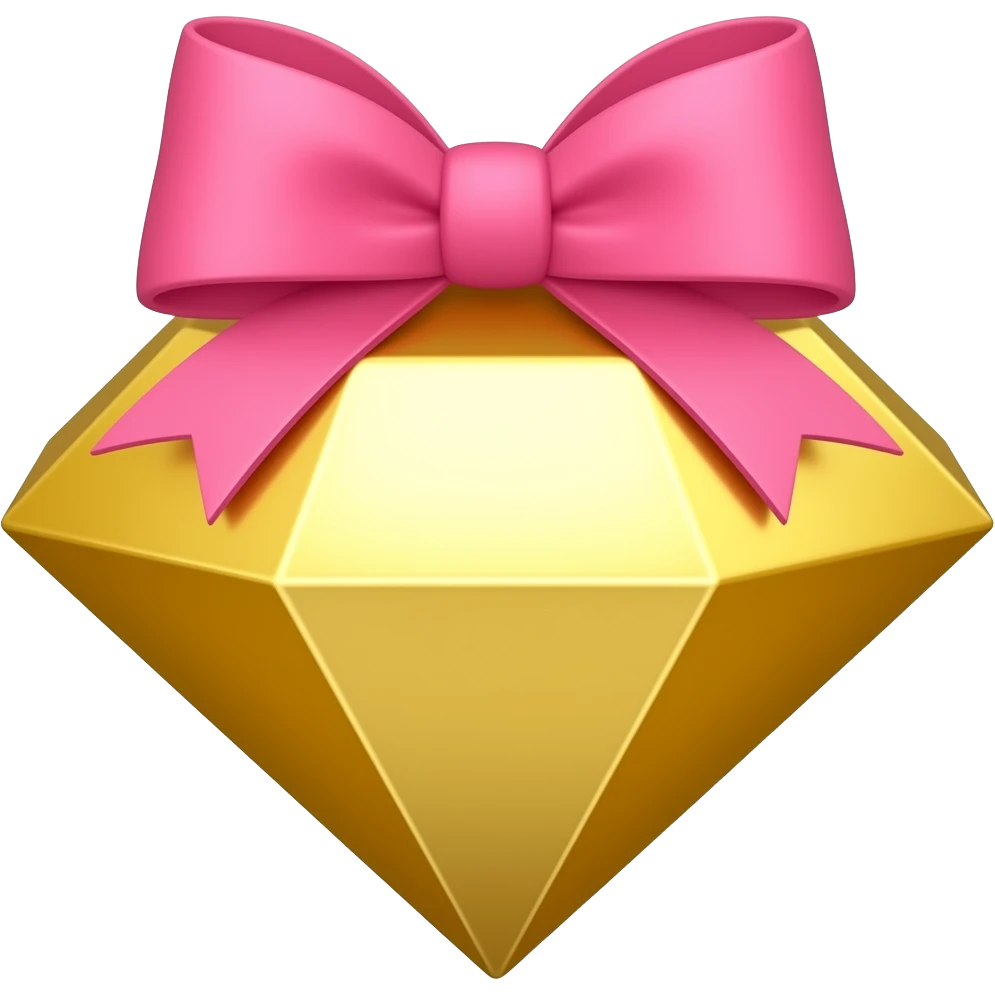 Бриллиант золотой с бант розовый emoji