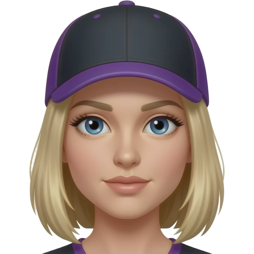 Make blue eyes eyelash cap black and and purple emoji