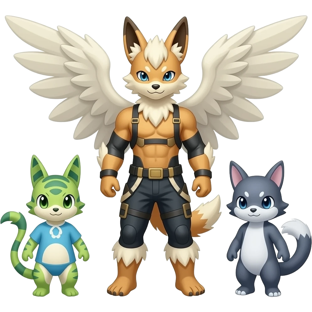Fennekin-Sprigatito-Shaymin-Luxray-Fakémon-hybrid emoji