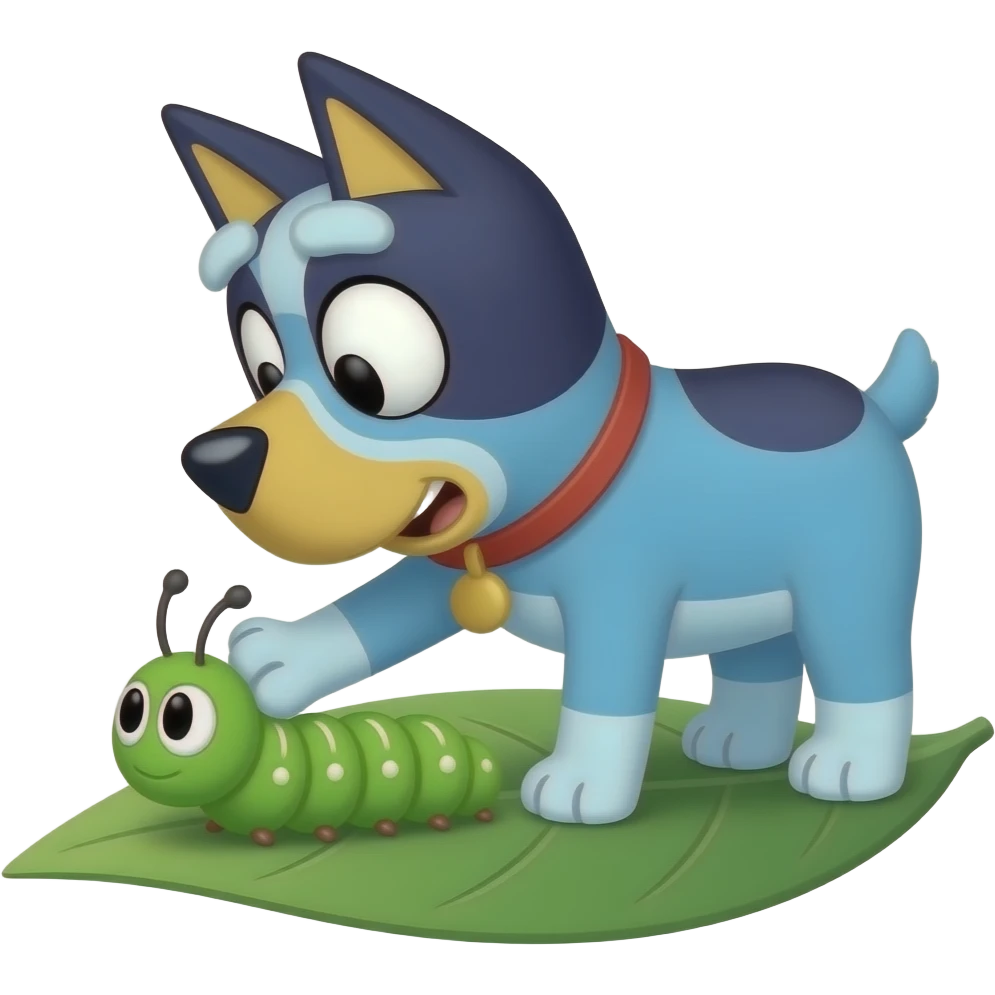 Bluey and the caterpillar emoji