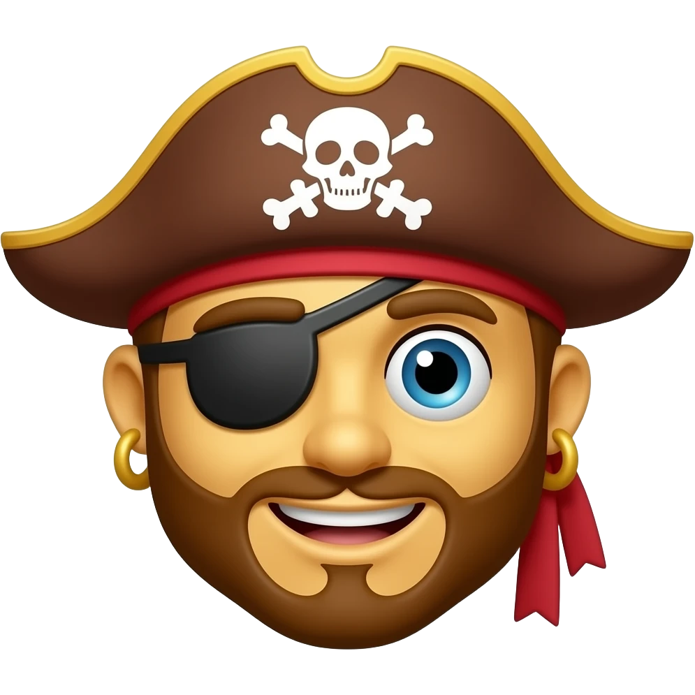 A emoji with pirate style anwith a yellow head body not any Body emoji