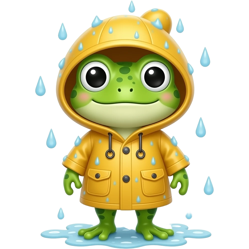 cute frog in a raincoat emoji