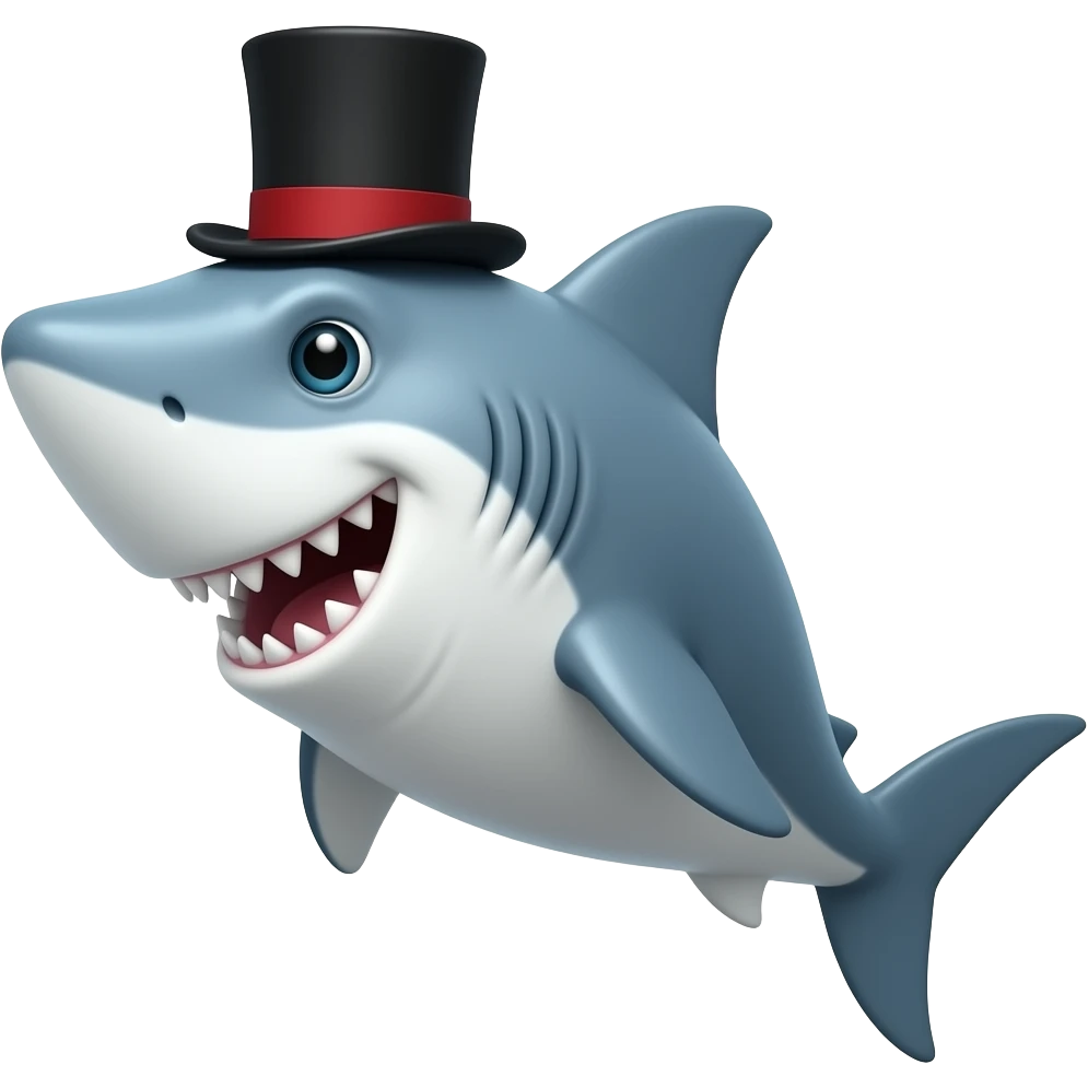 Shark with a top hat emoji