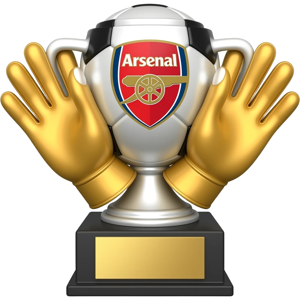 Football golden gloves award trophy with arsenal football club logo on it emoji