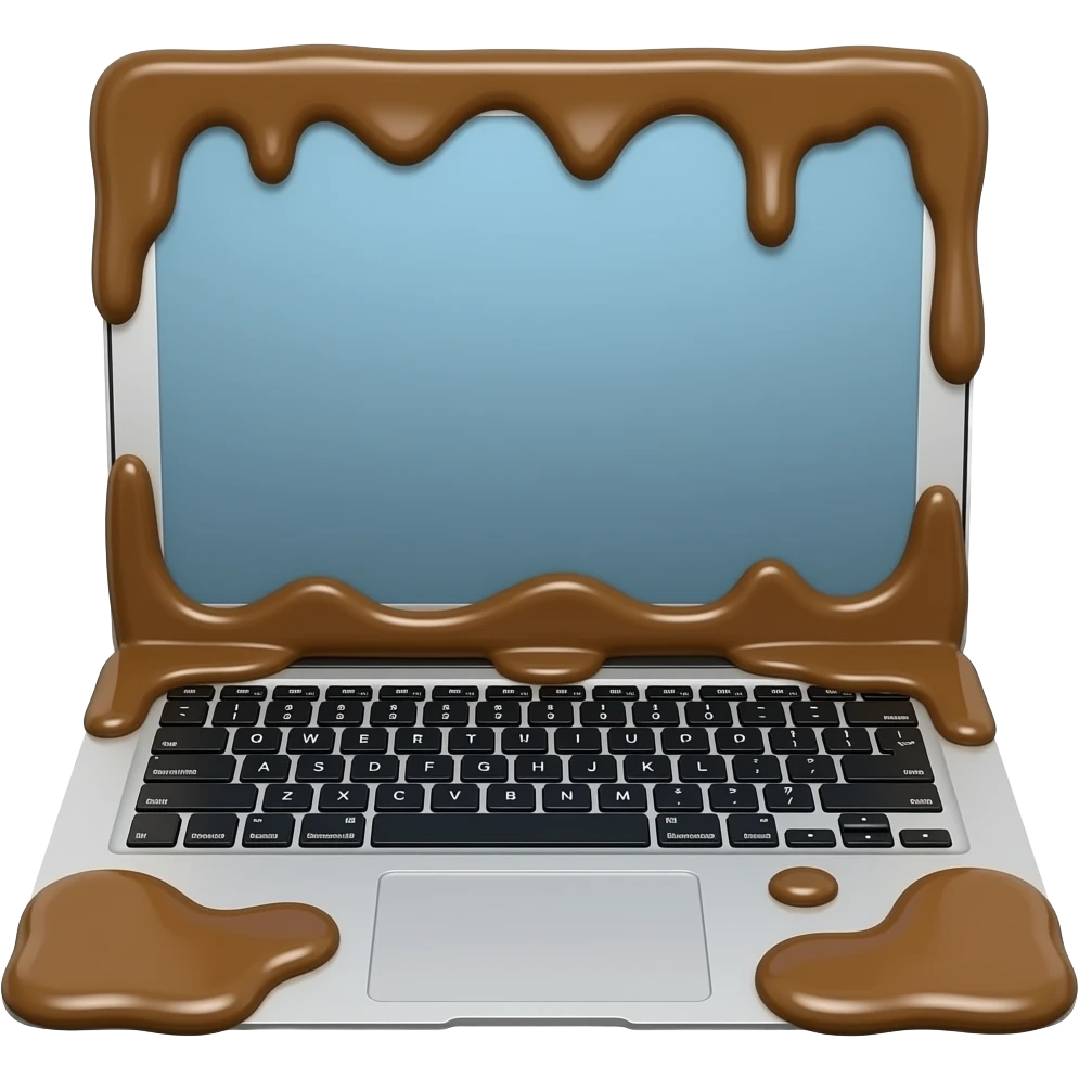 macbook covered in poop emoji