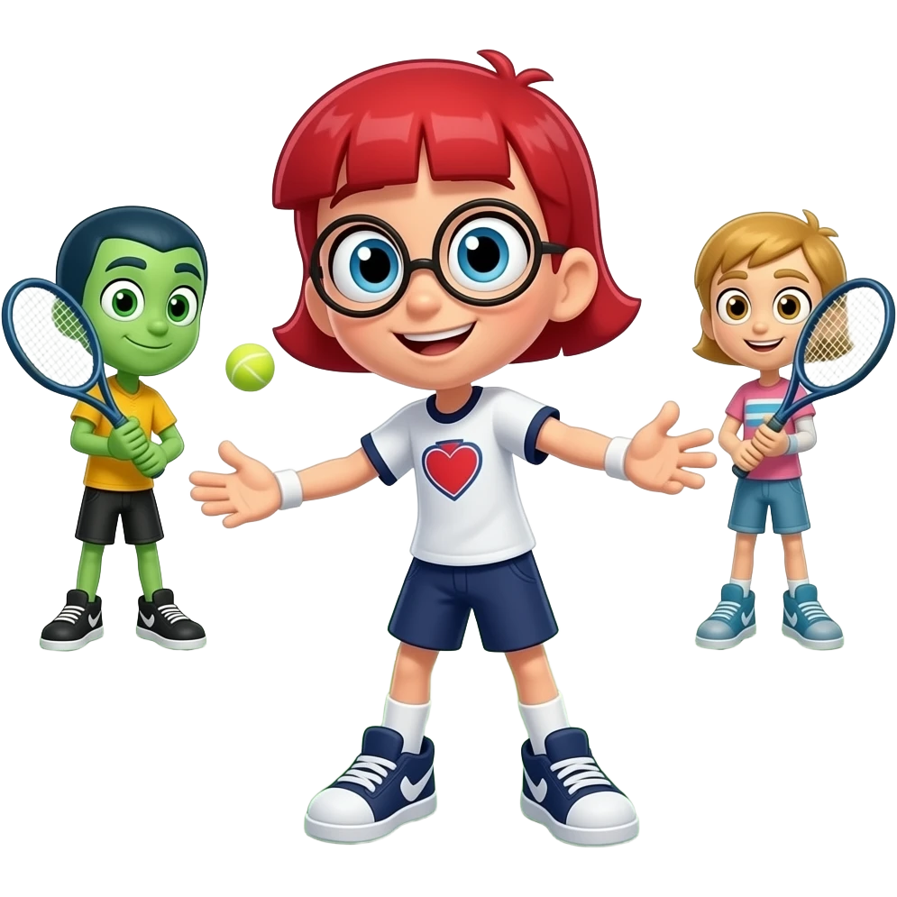 teen titans go characters playing tennis emoji