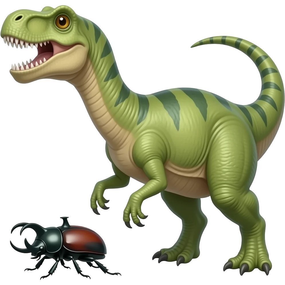 Beetle walking with dinosaur emoji