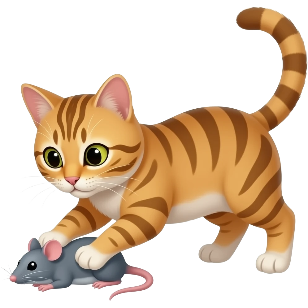 a cat playing with arat emoji