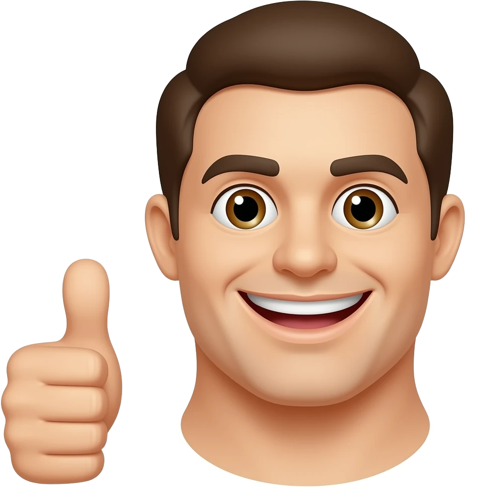 a funny face doing thumbs up emoji