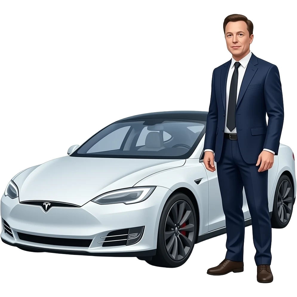Elon musk with tesla emoji