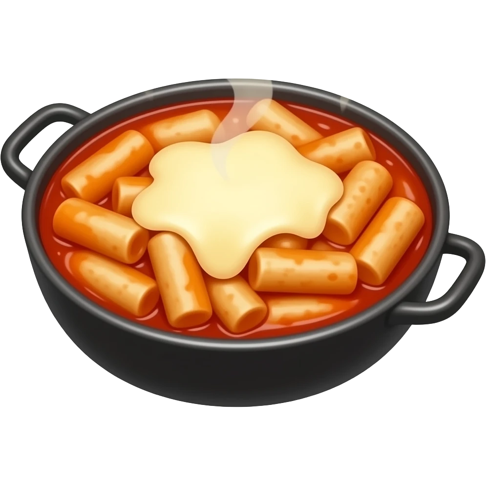 korean tteokbokki with melted mozzarella cheese emoji
