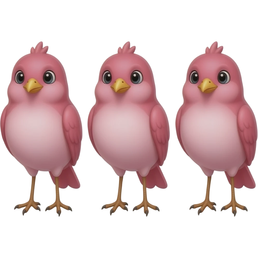 tre fine sommer fugler rosa emoji
