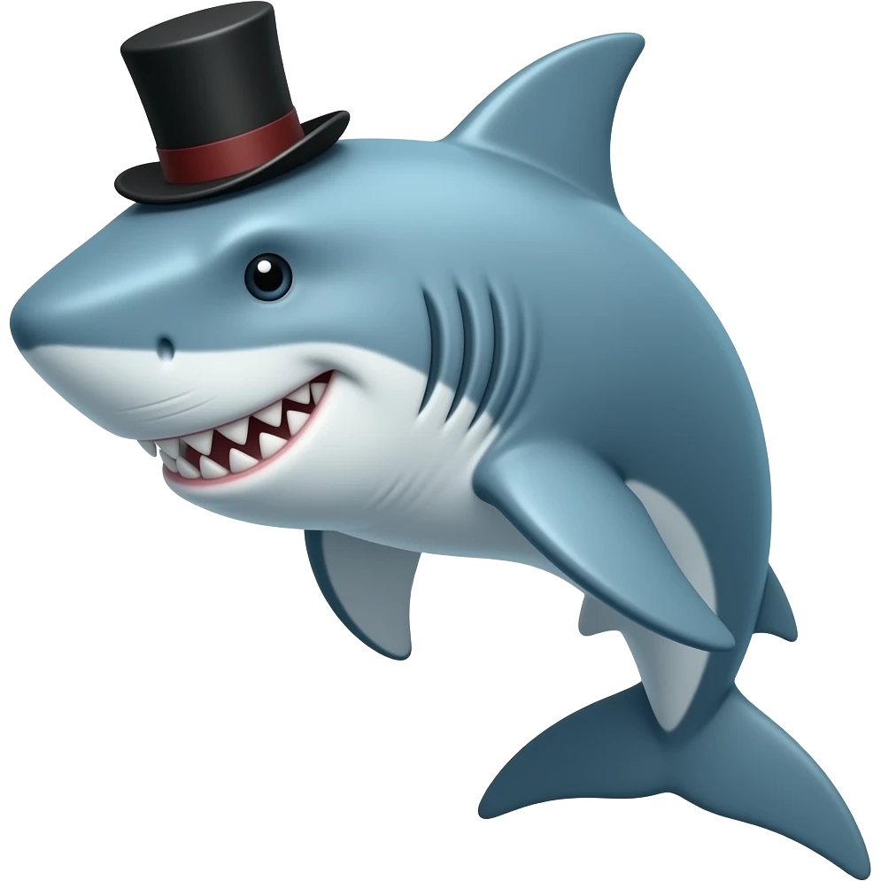 Shark with a top hat emoji
