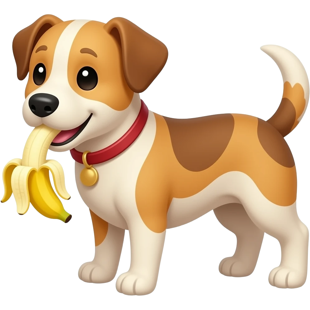 собачка кушает банан emoji