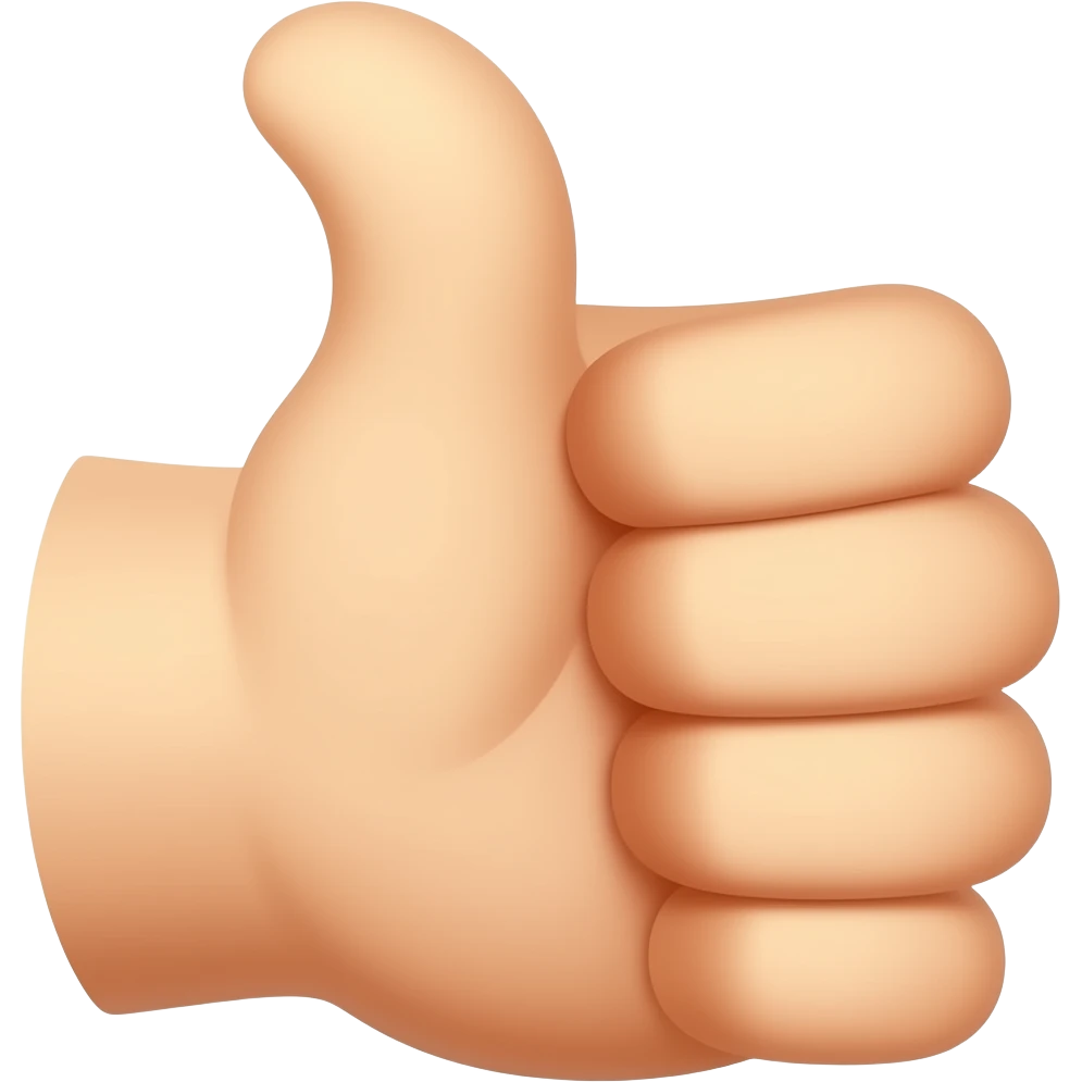 thumb emoji with the thum bent forward at the first knuckle 90 degrees not upright emoji
