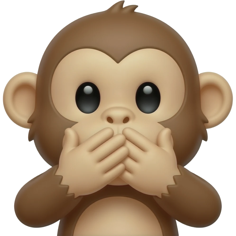 monkey face cover his mouth with his hands one hand covered with the other emoji