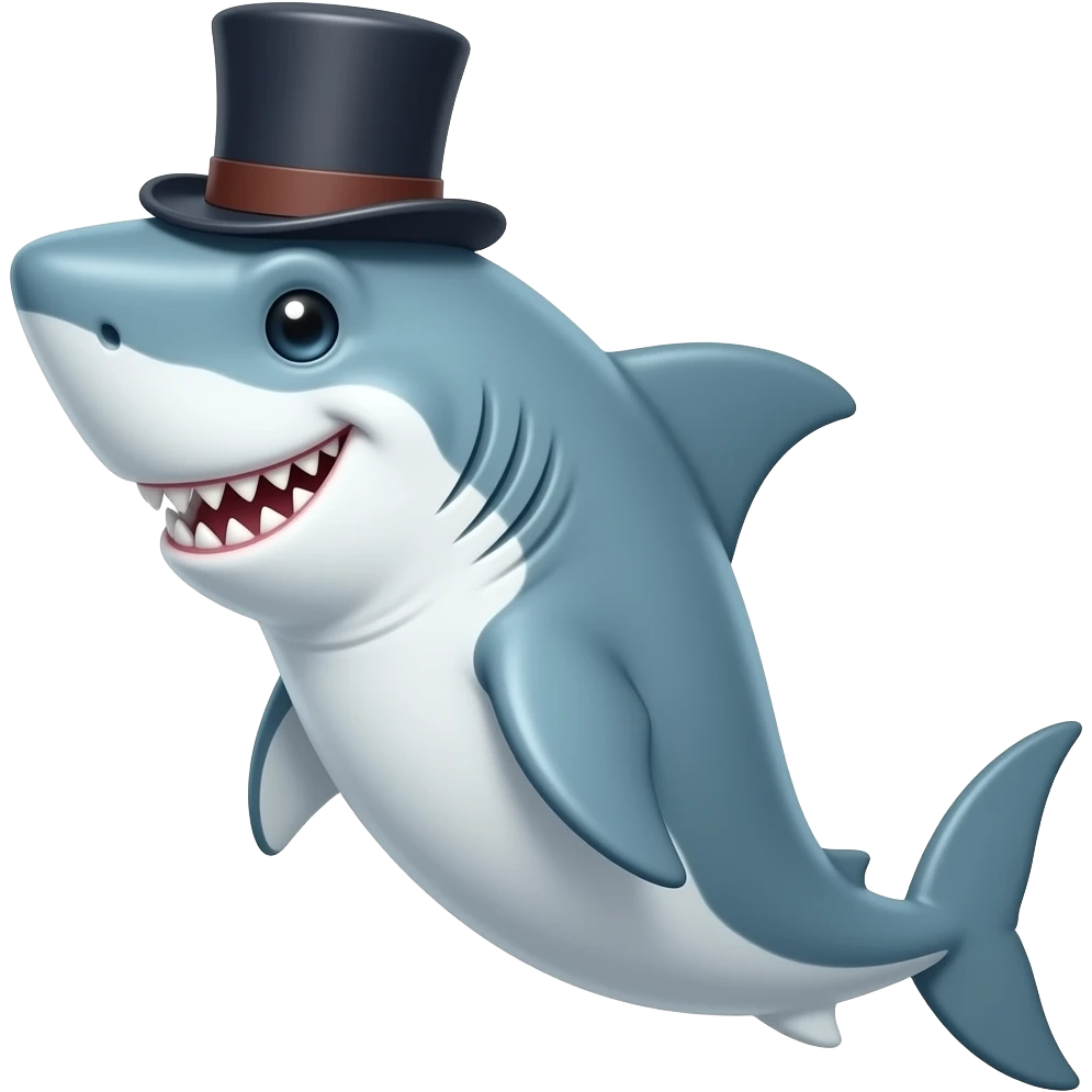 Shark with a top hat emoji