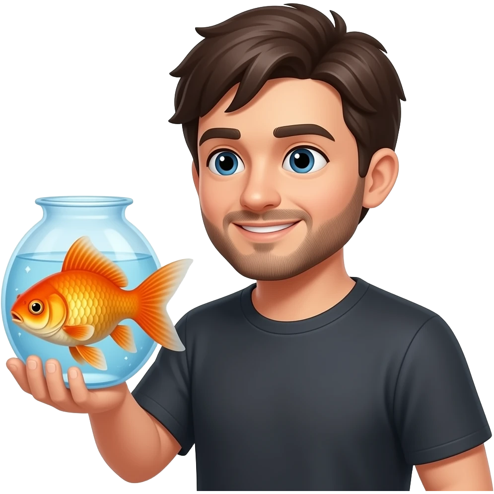Man holding goldfish emoji